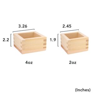 JapanBargain 2757x4, Wooden Masu Sake Cups Japanese Hinoki Wood Cypress Saki Cup Box Made in Japan, 4 ounce, Set of 4