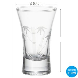 Toyo Sasaki Glass 09112-75 Cold Sake Glass, 4.3 fl oz (110 ml), Kiriko Cup, Bamboo Kiriko Cup, Made in Japan