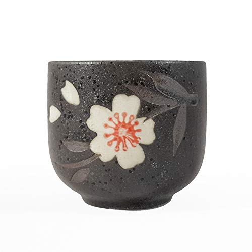 Happy Sales HSSS-WPB20, Black Porcelain Sake set Pink Blossom Design