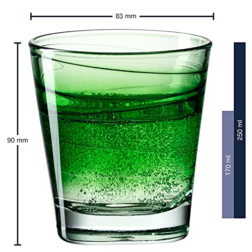 Leonardo Vario Struttura Drinking Glass, 1 Piece, Dishwasher Safe Water Glass, Colourful Glass Drinking Cup, Juice Glass, Green, 250 ml, 026840