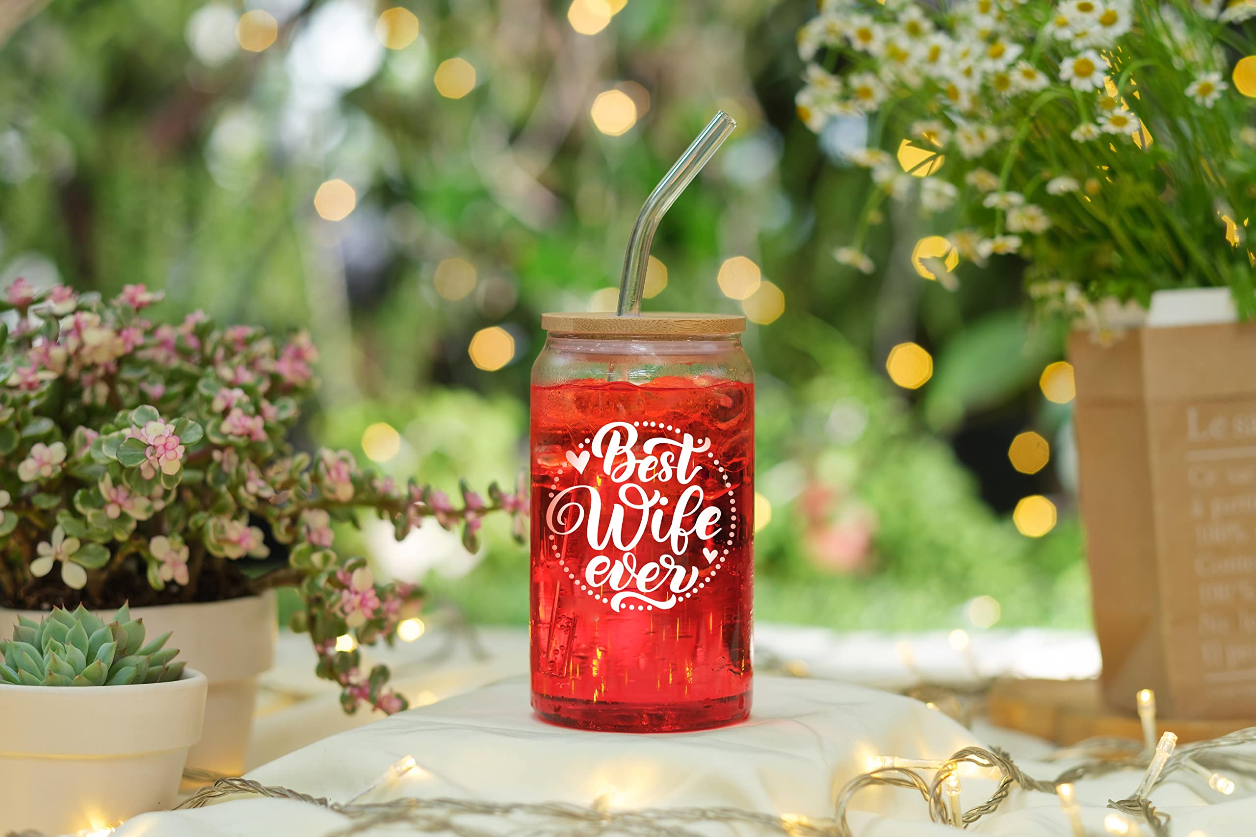 NewEleven Gifts For Wife From Husband - Romantic Anniversary Wedding Gifts For Wife, Her From Husband - Best Presents Idea For Wife, Women - 16 Oz Coffee Glass