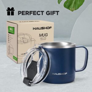 HAUSHOF Navy Blue 14 oz Coffee Mug and 6PC Kitchen Knife Set