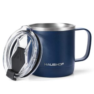 HAUSHOF Navy Blue 14 oz Coffee Mug and 6PC Kitchen Knife Set