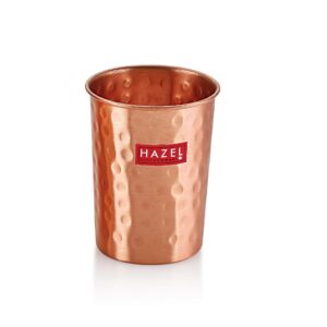 HAZEL Hammered Finish Copper Glasses Amrapali Tumbler Set of 5, 300 ML