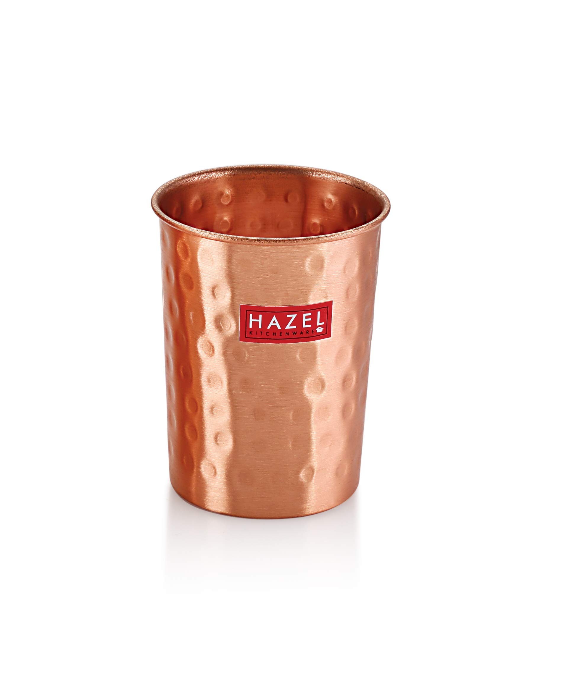 HAZEL Hammered Finish Copper Glasses Amrapali Tumbler Set of 5, 300 ML