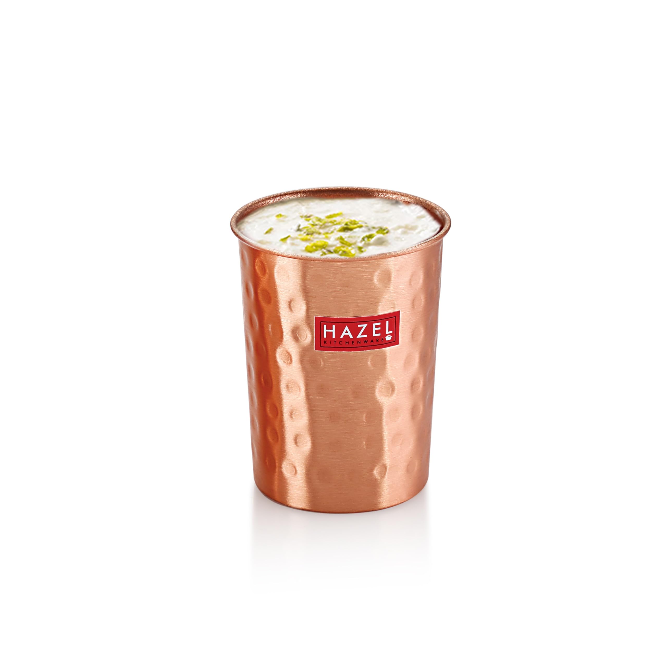 HAZEL Hammered Finish Copper Glasses Amrapali Tumbler Set of 5, 300 ML