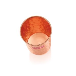 HAZEL Hammered Finish Copper Glasses Amrapali Tumbler Set of 5, 300 ML