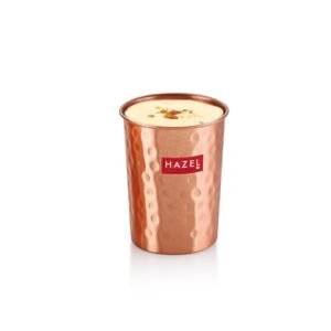 HAZEL Hammered Finish Copper Glasses Amrapali Tumbler Set of 5, 300 ML