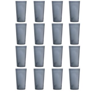 US Acrylic Cafe Plastic Reusable Tumblers (Set of 16) 20-ounce Water Cups in Grey | Value Set of Restaurant Style Drinking Glasses, Stackable, BPA-free, Made in the USA | Top-rack Dishwasher Safe