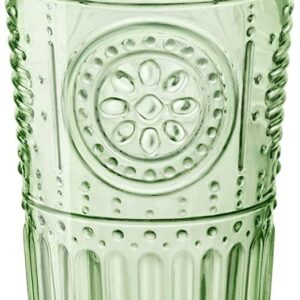 Bormioli Rocco Romantic Set Of 4 Tumbler Glasses, 11.5 Oz. Colored Crystal Glass, Pastel Green, Made In Italy.