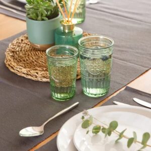 Bormioli Rocco Romantic Set Of 4 Tumbler Glasses, 11.5 Oz. Colored Crystal Glass, Pastel Green, Made In Italy.