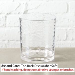 KX-WARE 14-ounce Acrylic Glasses Plastic Tumbler, set of 6 Clear - Hammered Style, Dishwasher Safe, BPA Free