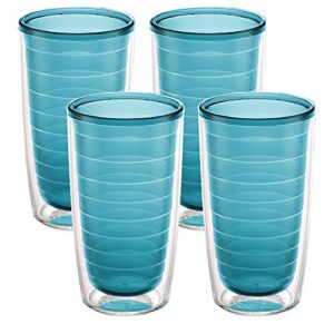 tervis clear & colorful tabletop made in usa double walled insulated tumbler travel cup keeps drinks cold & hot, 16oz - 4pk, blue moon