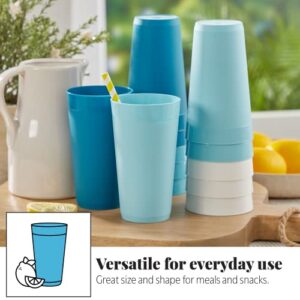 US Acrylic Newport 20 ounce Unbreakable Plastic Stackable Water Tumblers in Blue Sky | Set of 12 Drinking Cups | Reusable, BPA-free, Made in the USA, Top-rack Dishwasher and Microwave Safe