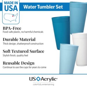 US Acrylic Newport 20 ounce Unbreakable Plastic Stackable Water Tumblers in Blue Sky | Set of 12 Drinking Cups | Reusable, BPA-free, Made in the USA, Top-rack Dishwasher and Microwave Safe