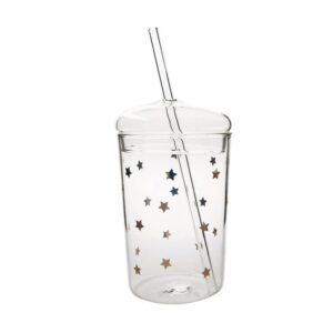upkoch straw water bottle glass tumbler with straw and lid clear milk cup large water mug heat resistant juice drinking cup glass smoothie cups for home outdoor travel