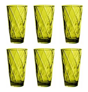 qgoods 25 oz. diamond pattern acrylic plastic tumblers set of 6, bpa free - green