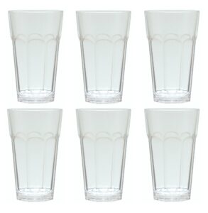 qg 18 oz clear acrylic plastic iced tea cup drinking glass tumbler octangle base set of 6