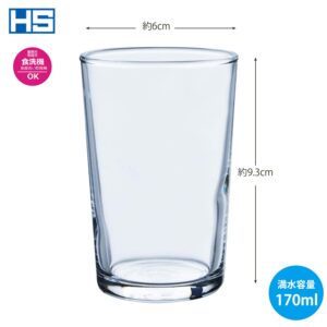 東洋佐々木ガラス Toyo Sasaki Glass 01106HS Tumbler Glass, HS Tumbler, 6.1 fl oz (170 ml), Set of 6, Father's Day, Glass, Dishwasher Safe, Made in Japan, Shatter-Resistant, Tumbler, Glass, Cup