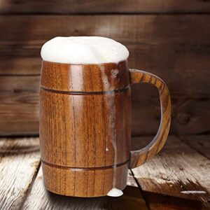 Wooden Beer Mug Best Wood Drinking Cup Viking Mug Wooden Tankard Beer Glass Stein Tea Cup Barrel Mug for Men Women Coffee Mug Gift