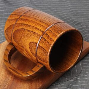 Wooden Beer Mug Best Wood Drinking Cup Viking Mug Wooden Tankard Beer Glass Stein Tea Cup Barrel Mug for Men Women Coffee Mug Gift