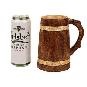 GoCraft Handmade Wooden Beer Mug | Camping Travel Outdoor Mugs for Men | Tea Coffee Cup with Handle | Craft Tankard Drinking Stein