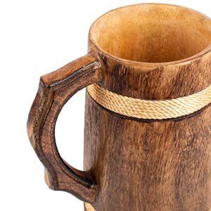 GoCraft Handmade Wooden Beer Mug | Camping Travel Outdoor Mugs for Men | Tea Coffee Cup with Handle | Craft Tankard Drinking Stein