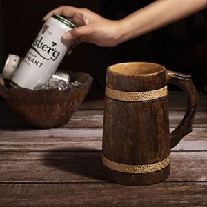 GoCraft Handmade Wooden Beer Mug | Camping Travel Outdoor Mugs for Men | Tea Coffee Cup with Handle | Craft Tankard Drinking Stein