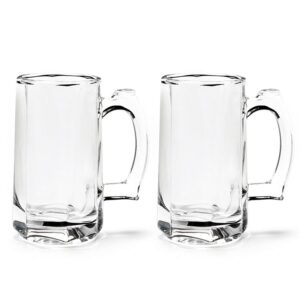 tusapam heavy beer mugs set, 12.5oz glass mugs with handle, beer glasses for freezer, 370ml beer drinking glasses, traditional stein for bar, alcohol, beverages,coffee, teas, set of 2