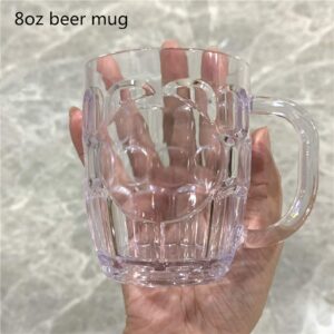 Mini Plastic Beer Mugs, 8oz Clear Dimple Stein Beer Mug Suitable for Children/Kids, Dishwasher-Safe, BPA Free (10 Pcs)