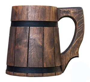 etno motif handmade beer mug wooden tankard beer stein alder wood beer mug - great gift idea