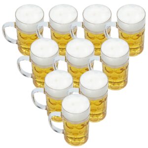 plastic beer mugs with handles, 8oz dimpled plastic beer steins, oktoberfest beer mug, small plastic beer mug for event, party, beer festival, bbq, picnic (10 pcs)