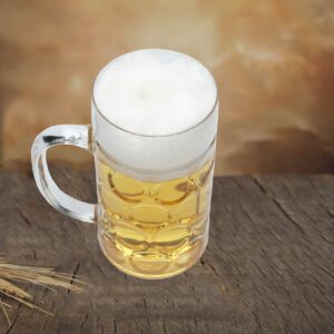 Plastic Beer Mugs With Handles, 8oz Dimpled Plastic Beer Steins, Oktoberfest Beer Mug, Small Plastic Beer Mug for Event, Party, Beer Festival, BBQ, Picnic (10 Pcs)