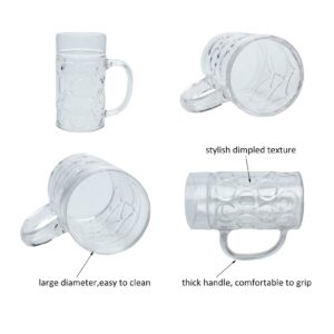 Plastic Beer Mugs With Handles, 8oz Dimpled Plastic Beer Steins, Oktoberfest Beer Mug, Small Plastic Beer Mug for Event, Party, Beer Festival, BBQ, Picnic (10 Pcs)