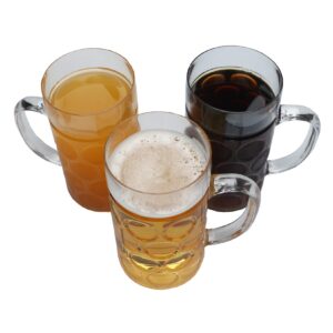 Plastic Beer Mugs With Handles, 8oz Dimpled Plastic Beer Steins, Oktoberfest Beer Mug, Small Plastic Beer Mug for Event, Party, Beer Festival, BBQ, Picnic (10 Pcs)