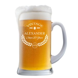 personalized beer glass - custom engraved beer mug, pint glass, pilsner glass, pitcher... | add your own engraved text - vintage design (beer mug 16oz)