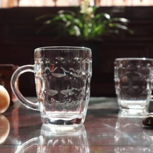 BothEarn 1 Pint Dimpled Beer Mug Set of 2 - Heavy British Pub Thick Glass with Handle - Stein Cup for Beer Lover in Home Party BBQ