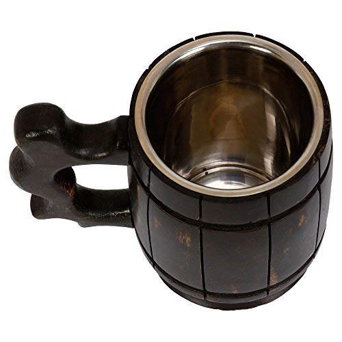 GoCraft Handmade Wooden Beer Mug with 18oz Stainless Steel Cup | Great Beer Gift Ideas Wooden Beer Tankard for Men | Vintage Bar accessories - Barrel Brown Classic Design