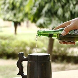 GoCraft Handmade Wooden Beer Mug with 18oz Stainless Steel Cup | Great Beer Gift Ideas Wooden Beer Tankard for Men | Vintage Bar accessories - Barrel Brown Classic Design