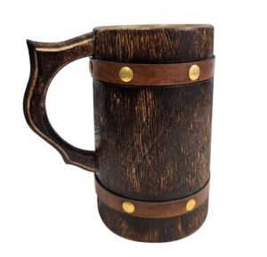 collectiblesbuy medieval inspired antique wooden beer mug wood tankard coffee stein groomsmen gift idea eco- friendly custum wooden cup