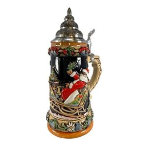 Pinnacle Peak Trading Company LE Santa Sleigh Christmas Reindeer German Beer Stein .75L ONE Mug Made Germany