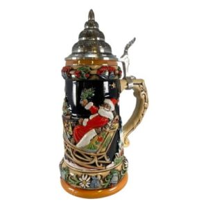 Pinnacle Peak Trading Company LE Santa Sleigh Christmas Reindeer German Beer Stein .75L ONE Mug Made Germany