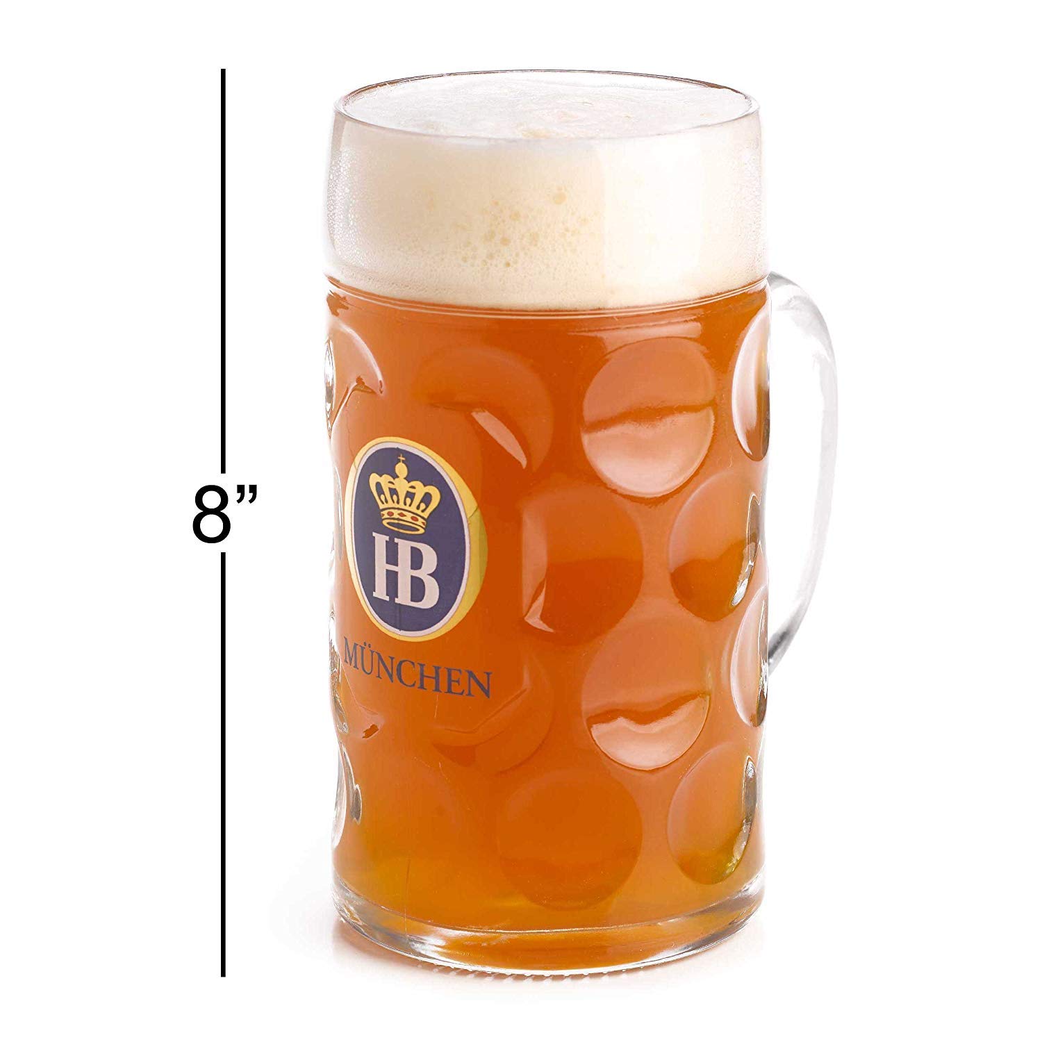 1 Liter HB "Hofbrauhaus Munchen" Dimpled Glass Beer Stein