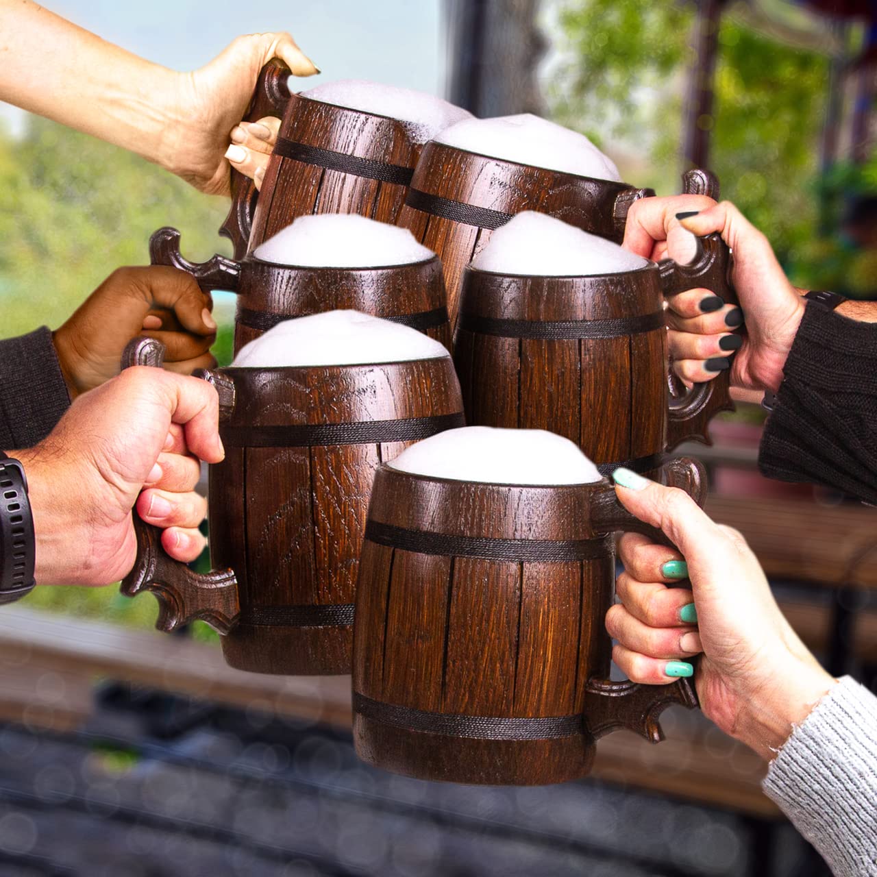 Set of 6 Handmade Wooden Beer Mug of Wood Eco Friendly Great Gift Ideas