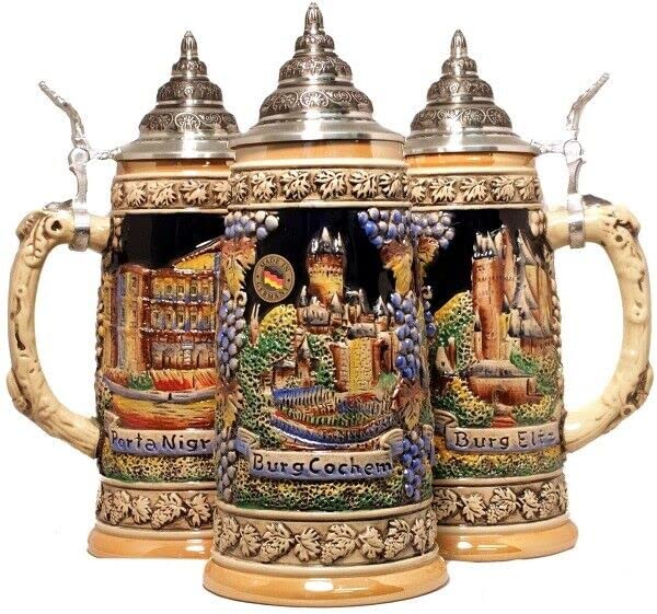 King-Werks Moselle Mosel River Castle LE German Beer Stein .5L One Wine Country Mug Germany