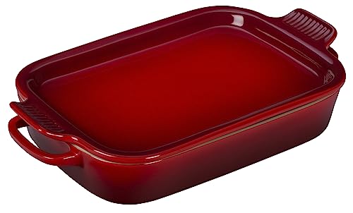 Le Creuset Stoneware Rectangular Dish with Platter Lid, 14 3/4" X 9", Cerise