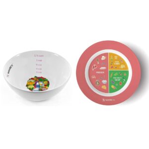 bariatricpal bariatric portion control bowl & pink portion control plate set