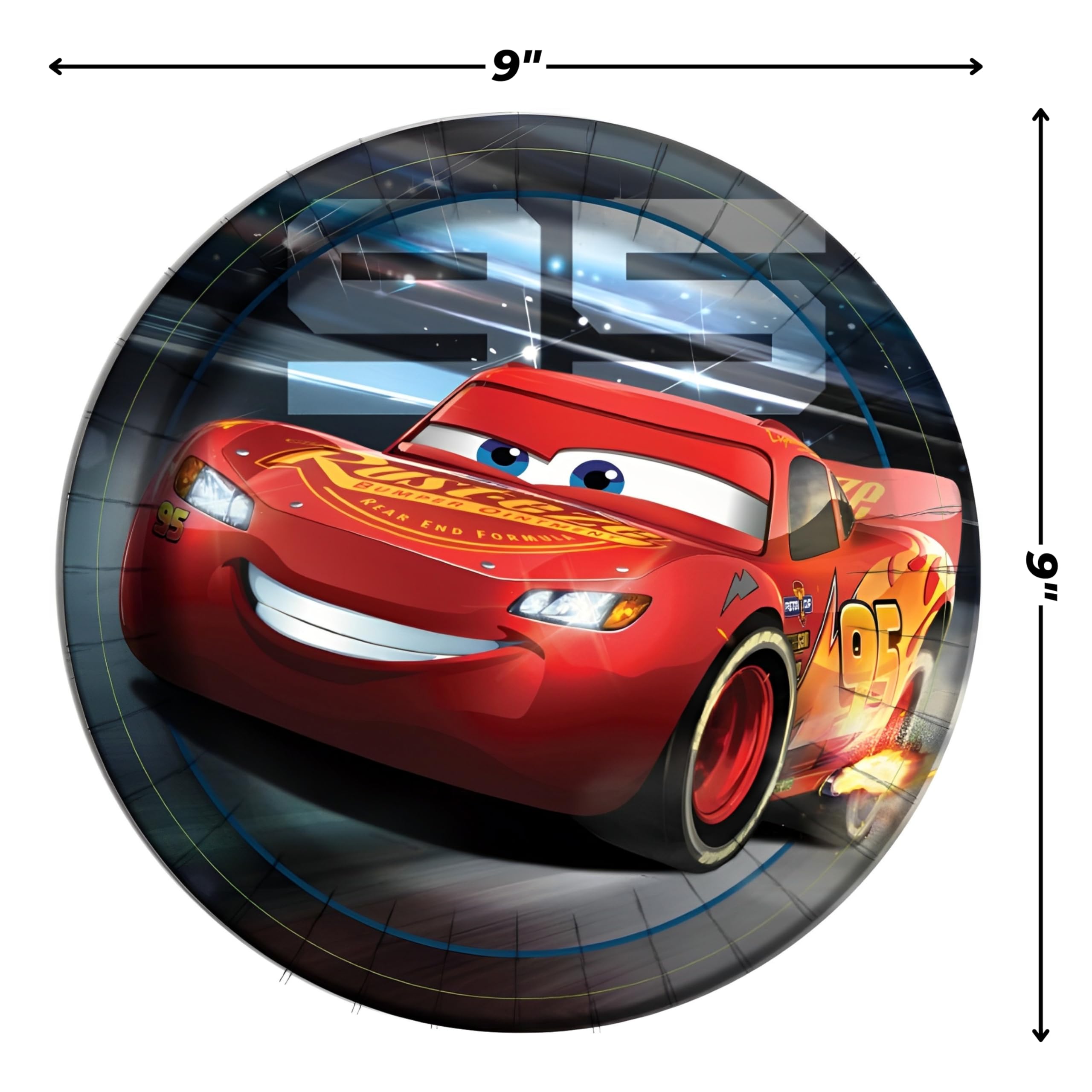 Round Dinner Paper Plates - 9", Disney Cars, 8 Pcs