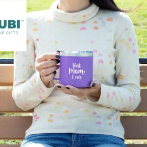 KLUBI Best Mom Ever Gifts - Purple Tumbler/Mug 14oz - Gift Idea for Mothers Day, From Daughter Son, Birthday, Cute