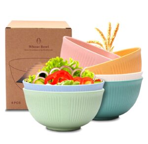 banyakong wheat straw bowls set 24 oz,unbreakable large cereal bowls set of 6 microwave and dishwasher safe bpa free and reusable lightweight bowl for rice noodle soup snack salad fruit